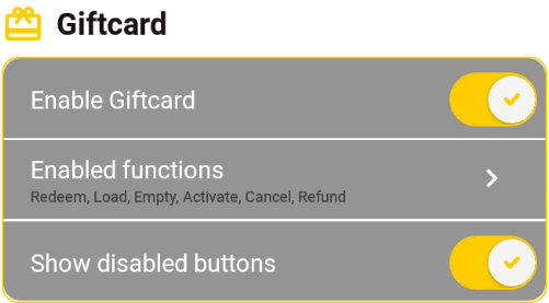 Enable or disable gift cards