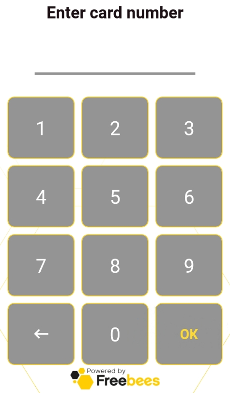 Manual card entry screen