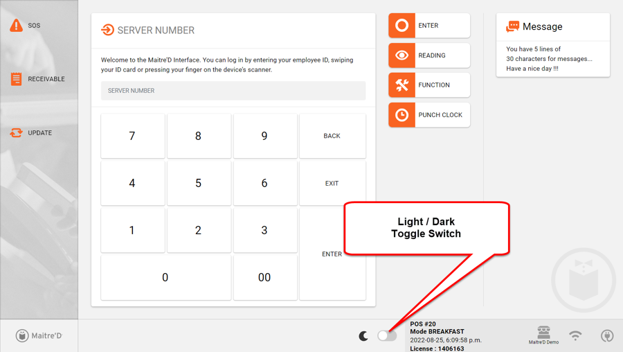 POS Screen - Light-Dark Toggle