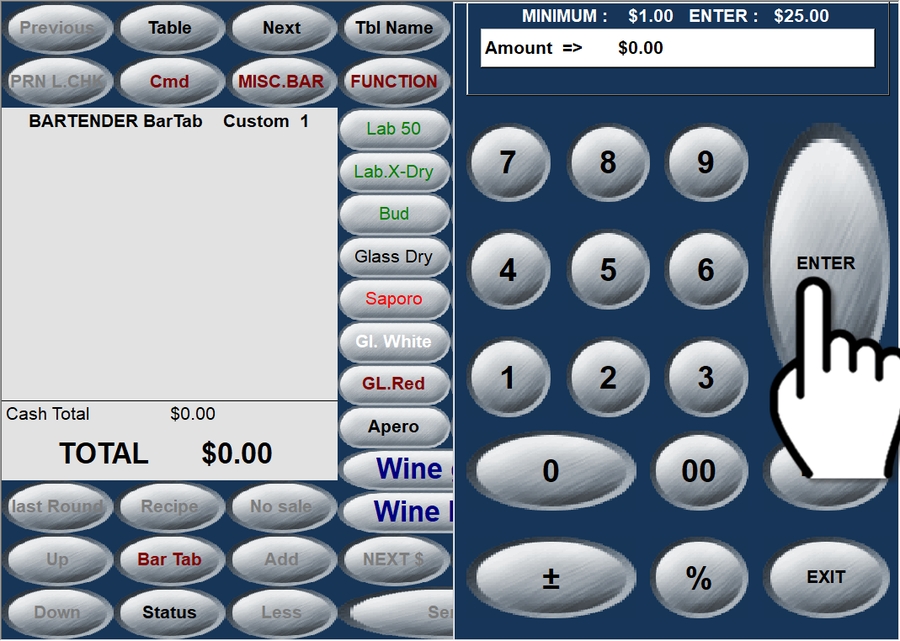 POS - Bar Tab Amount