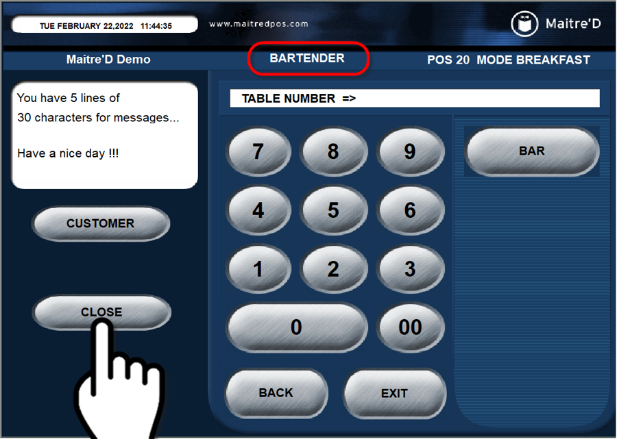 POS - Table Number prompt
