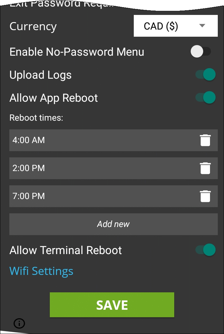 SecurePay Advanced Settings (bottom half)