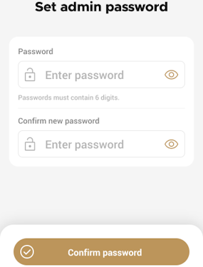 Set admin password screen