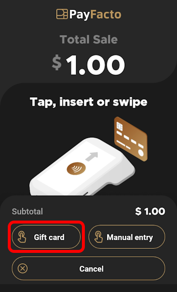 Gift card button