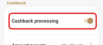 Enable cashback
