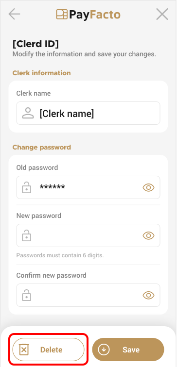 Delete operator button