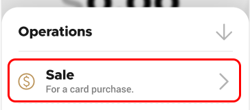 Operations menu Sale