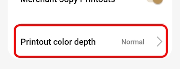 Printer options Receipt print color depth