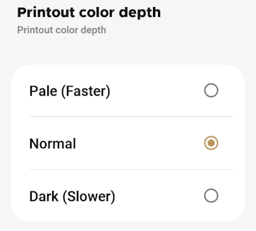 Printer options Receipt print color depth selection