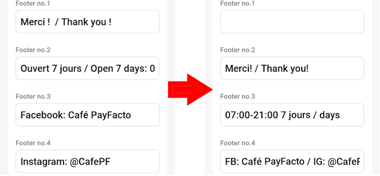 Printer options Footer message change example