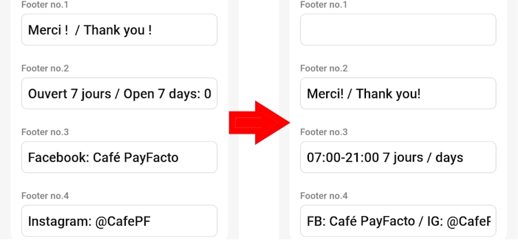 Printer options Footer message change example