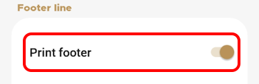 Printer options Enable print footer