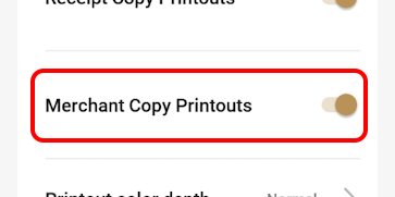 Printer options Merchant printing on