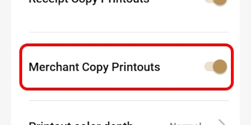 Printer options Merchant printing on