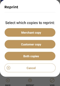 Select transaction receipt to reprint
