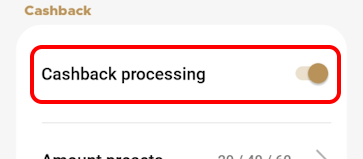 Enable cashback