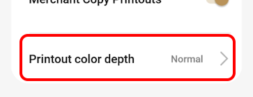 Printer options Receipt print color depth