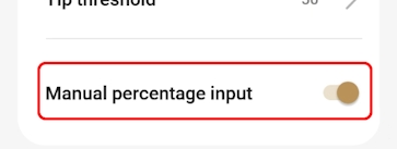 Enable manual tip percentage
