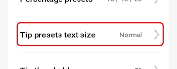 Tip percentage text size