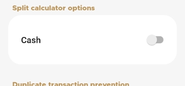 Split calculator options