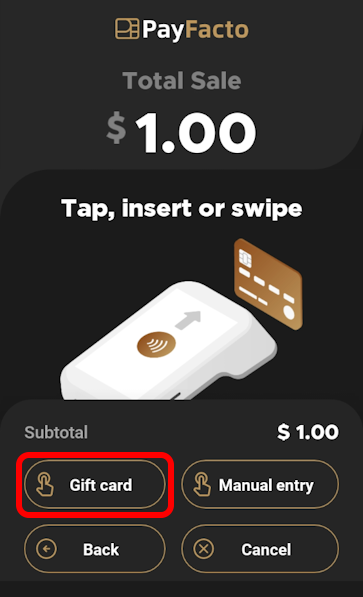 Gift card button