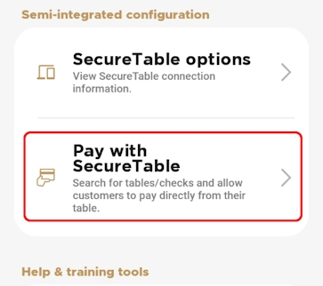 Pay with SecureTable menu