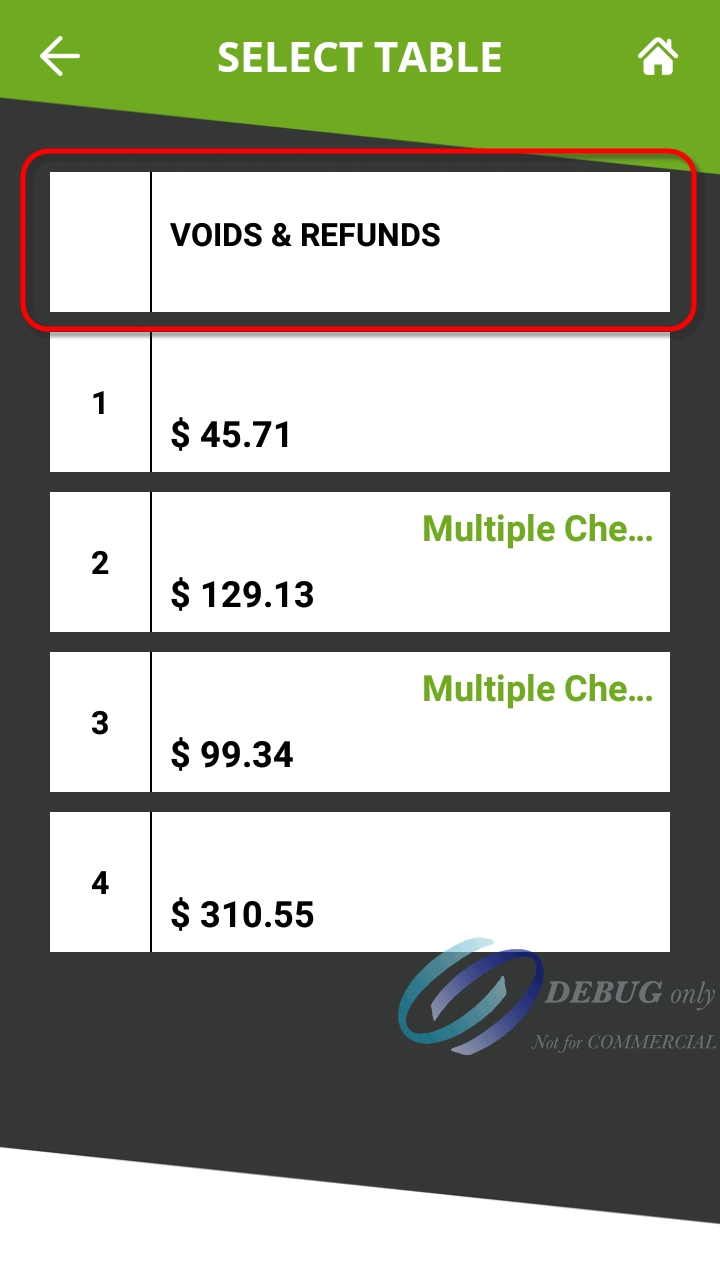 Voids & Refunds option