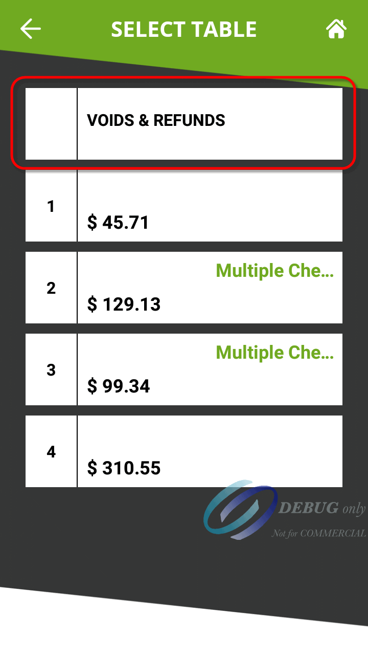 Voids & Refunds option