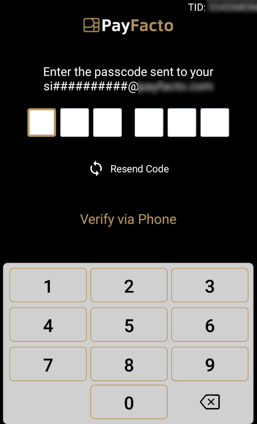 OTP entry screen