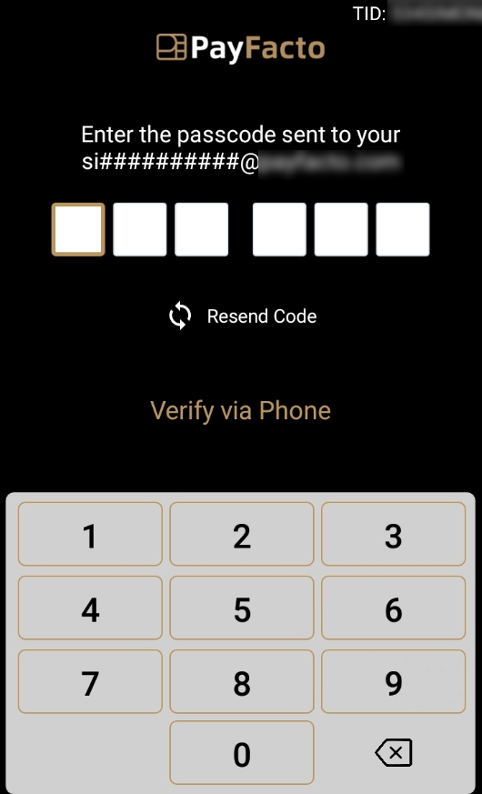 OTP entry screen